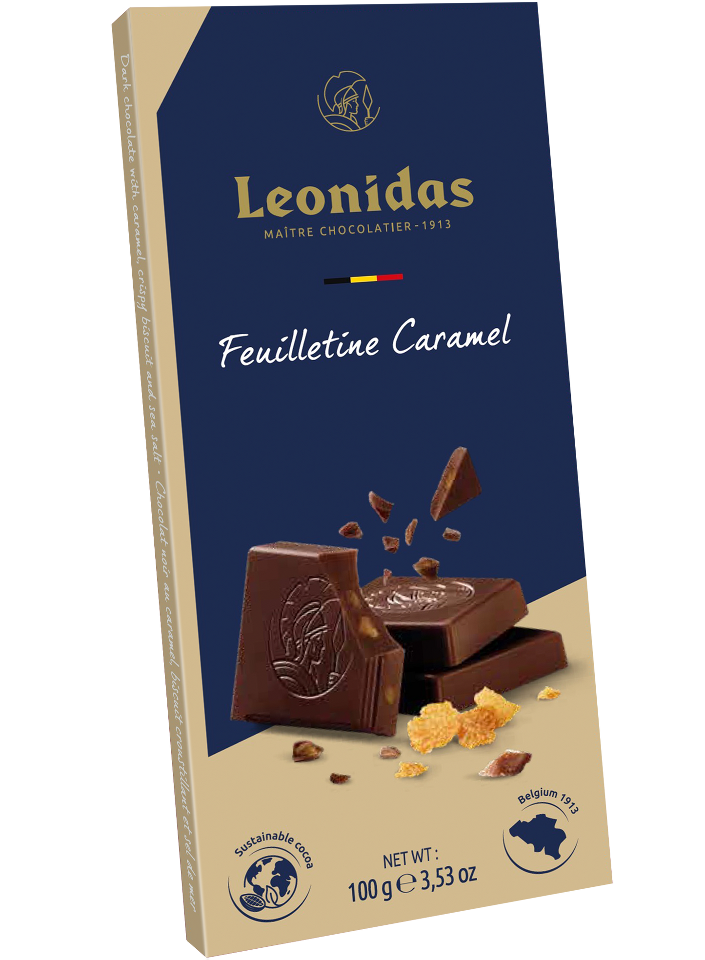 Tablette chocolat noir caramel feuilletine