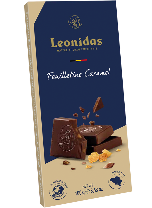 Tablette chocolat noir caramel feuilletine